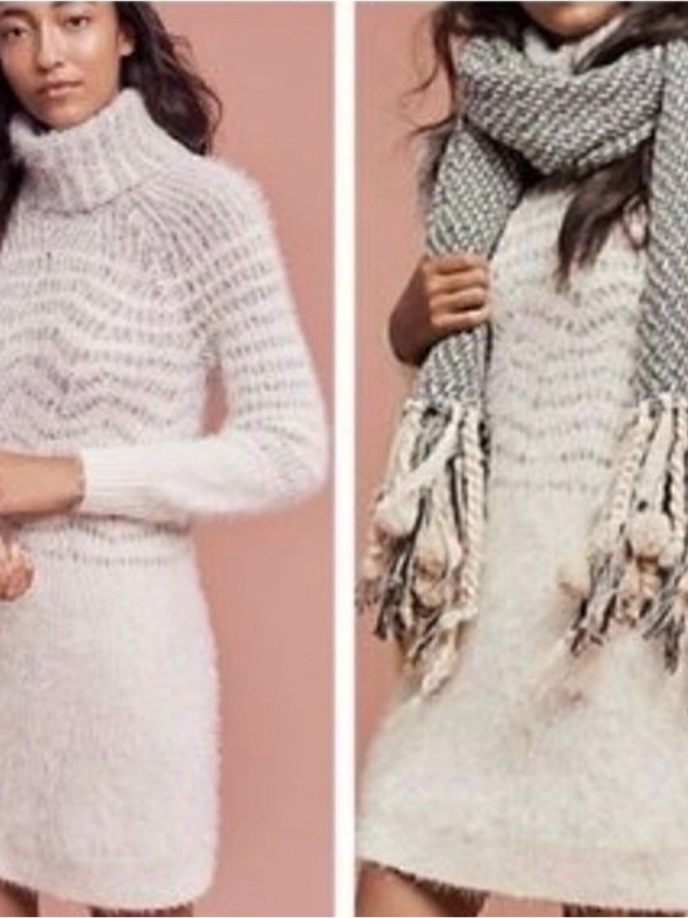 Sleeping on Snow-AnthropologieCozy Cream and Light Gray Sweater Dress